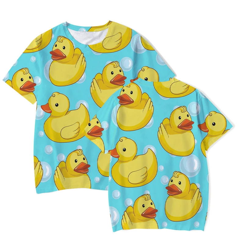 Cartoon Yellow Duck T-Shirt For Men Summer Short Sleeve Clothing Casual Oversized Streetwear Male Fashion 3D Printed Tees&Tops