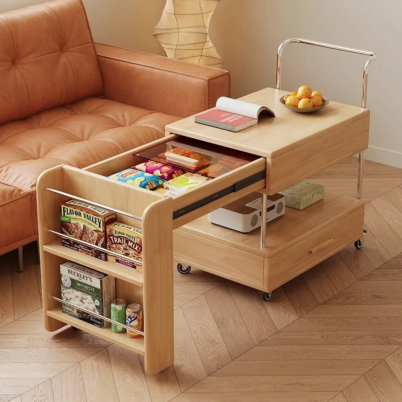 Small table multifunctional living room side cabinet household movable cart sofa side few