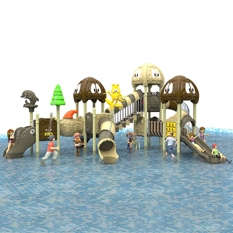 Swimming Pool Kids Outdoor Playground Equipment Large Plastic Slide Ring Fall Kids Original Water Park