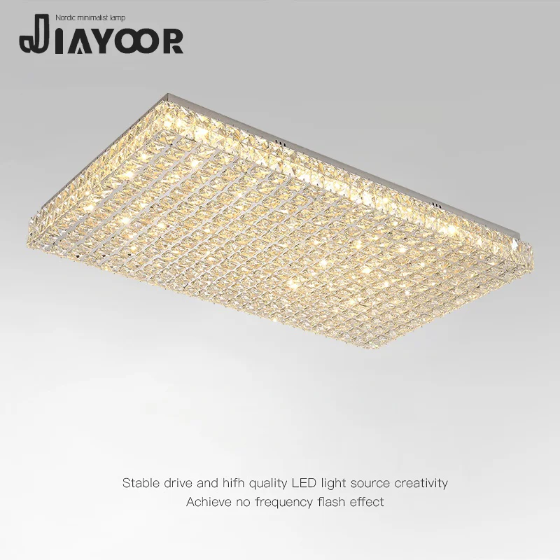 Light Luxury Style Led Crystal Ceiling Light Rectangular Home Decoration Living Room Bedroom Room Dining Room Lighting Fixtures