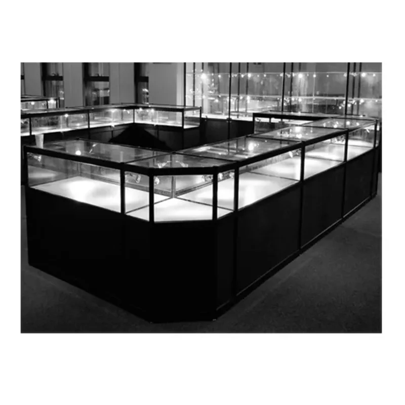 Custom hot selling luxury glass jewelry Vitrin display cases Cabinet for shopping mall