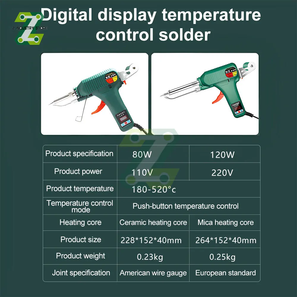 80/120W Pantalla Digital de Soldadura de Hierro Pistola 180-520 ° C de Temperatura Ajustable Automático Enviar Estaño Pistola de Reparación