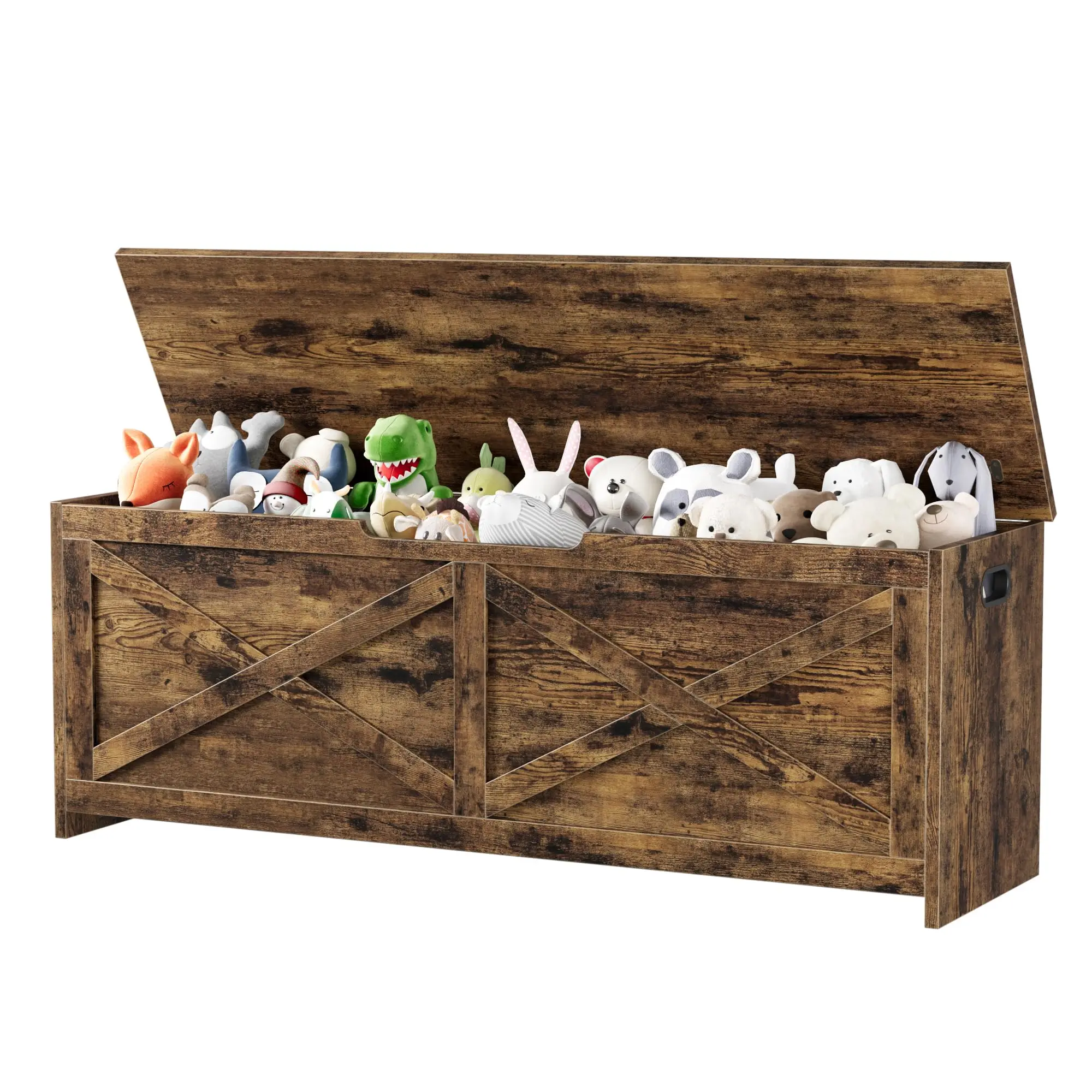 47" Wooden Storage Bench, Flip Top Entryway Shoe Bench with Safety Hinge, Large Toy Chest, Storage Ottoman for Entryway Bedroom Living Room