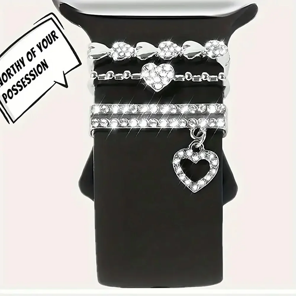 1 Set Of New Glamorous Crystal Alloy Watch Band Charms - Sparkling Accent for IPhone Watch - Compatible with 38, 40, 41, 42mm