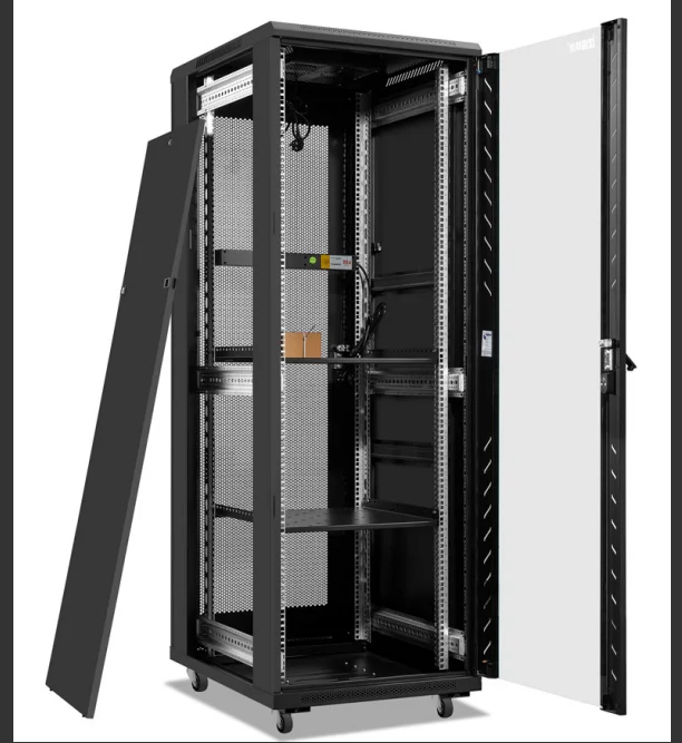 19-inch 47U 600 x 600mm floor-standing black network rack server chassis