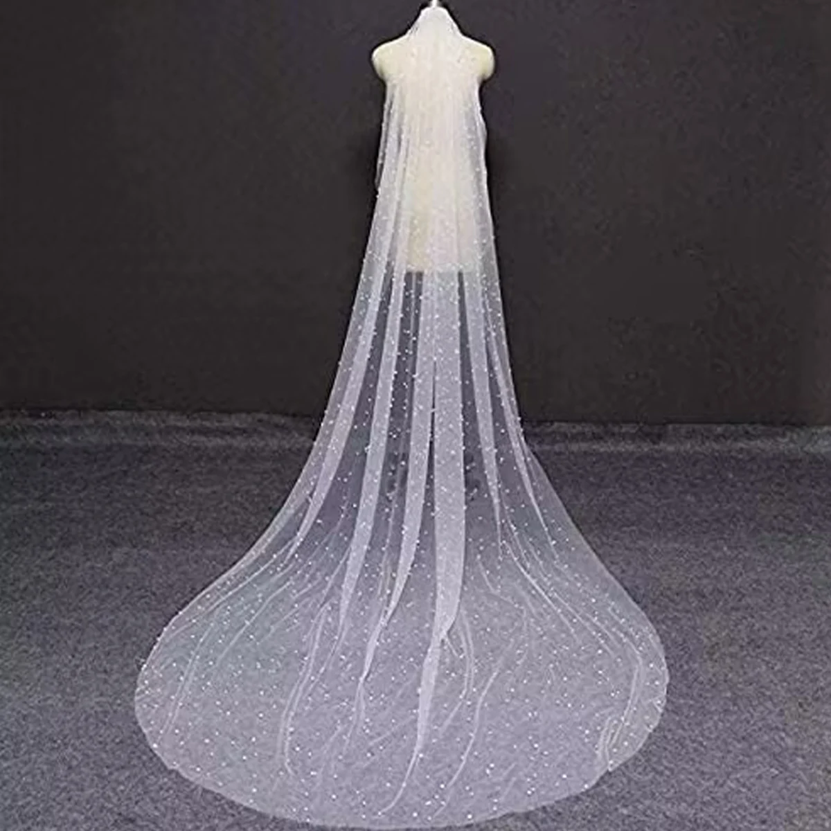 2024 MYYBLE Macria Long Pearl Veil One Layer 3m Bridal Veil Cathedral 3 Meters Ivory Wedding Veil With Pearls Bride Accessories