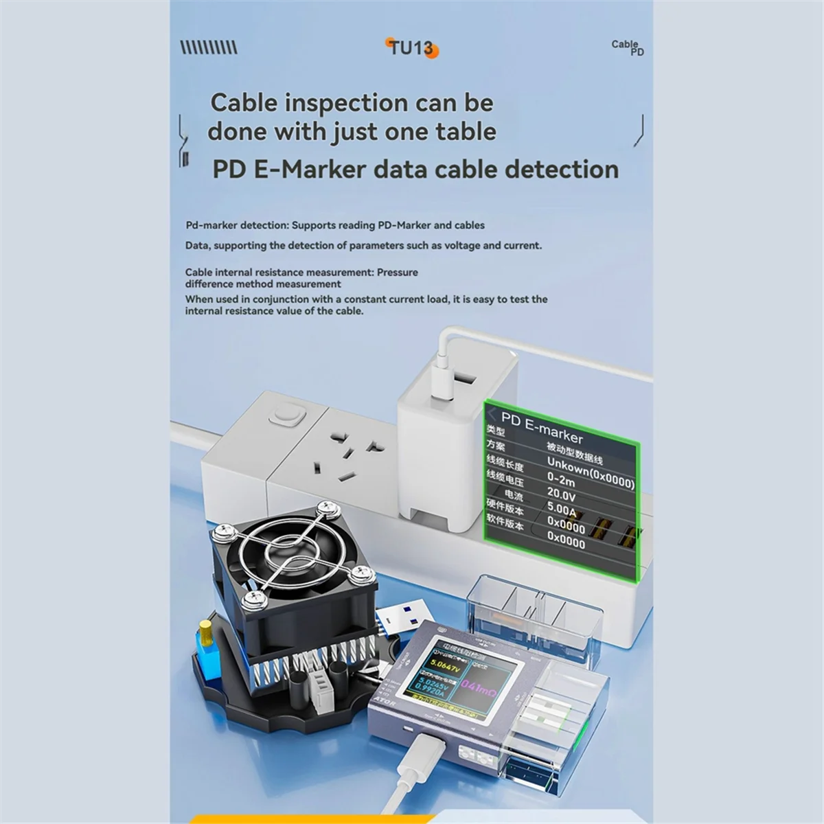 

USB/Type-C Tester Multi-Function Digital Display Voltage Current Monitor Power Meter with Oscilloscope Detection Module