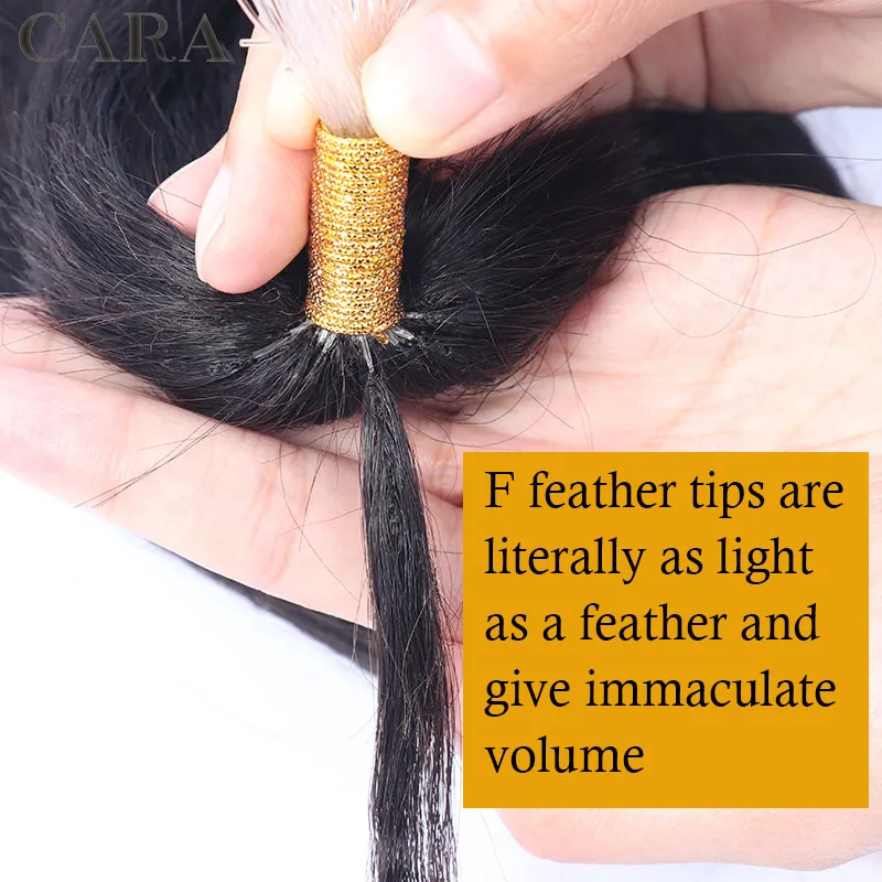 Feather F Tip Hair Extensions Italian Yaki Straight F Tips Human Hair Microlinks Hair Extension For Women Brazilian Virgin Hair