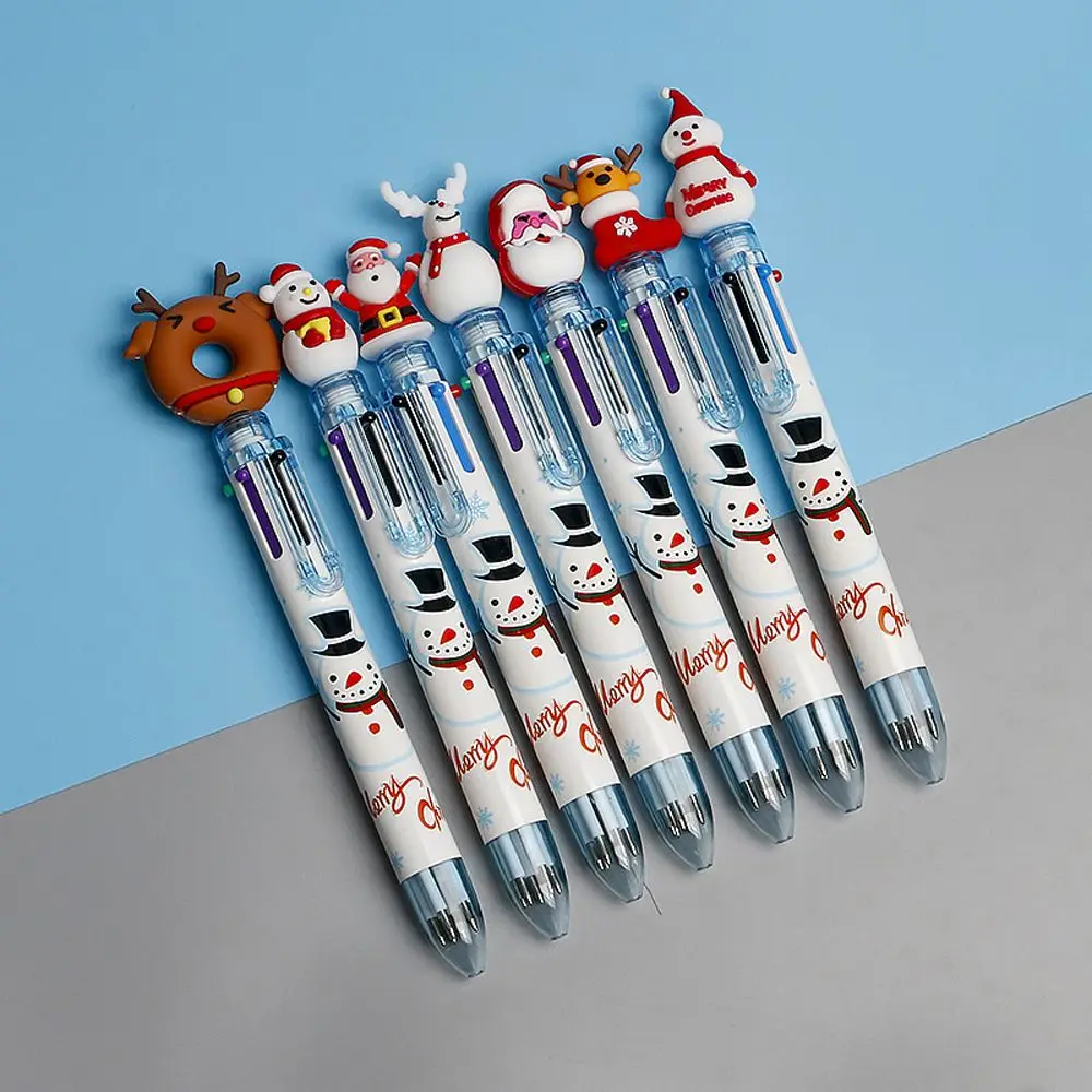 

1PC Home Decor Elementary School Xmas Tree Deer Christmas Ballpoint Pen Six Color Pen Stationery Santa Claus