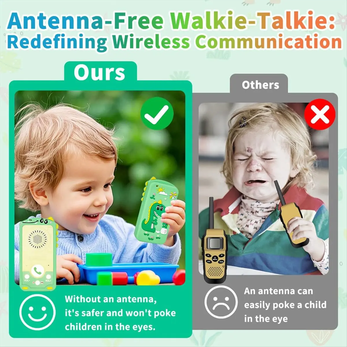 Walkie Talkie A64I untuk Anak-Anak, Pengirim Pesan Instan dengan Casing Silikon Dinosaurus, Mode Obrolan, Bicara dan Dengarkan Secara Bersamaan untuk Anak-Anak di Rumah dan Luar Ruangan