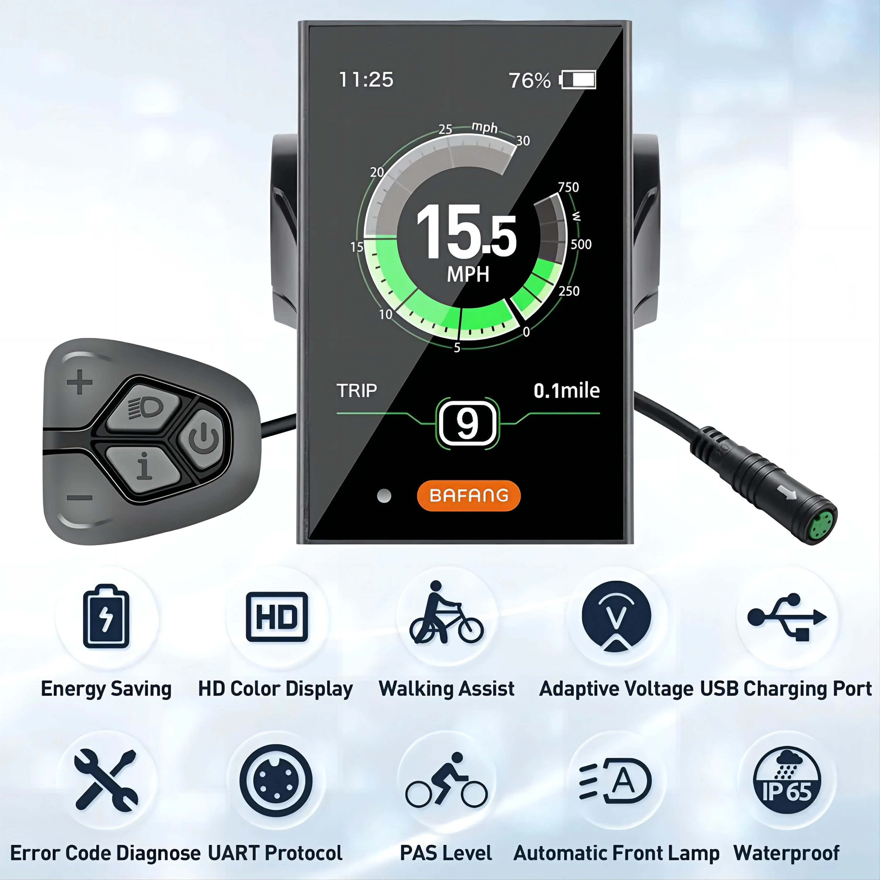 

Bafang DPC18 Display with Controller / Switch / USB Port For Electric Bike Mid Motor BBS01B BBS02B BBSHD 8fun Speedometer