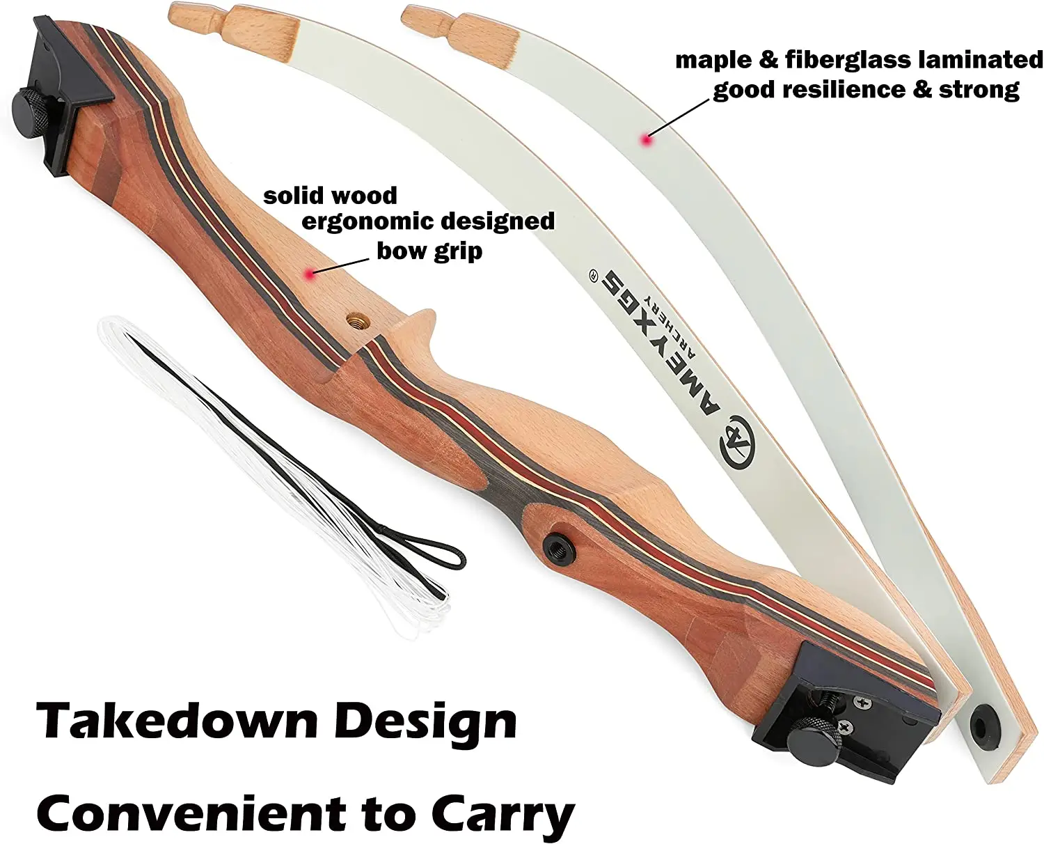 48/54 inch Takedown Recurve Bow Youth 10-20lbs Right Handed for Youth/Children/Junior/Beginner Outdoor Hunting Target Shooting