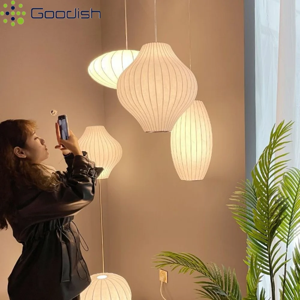 

Современные минималистичные тканевые светодиодные подвесные светильники в форме фонаря, художественные креативные подвесные светильники для гостиной, украшения дома, люстра