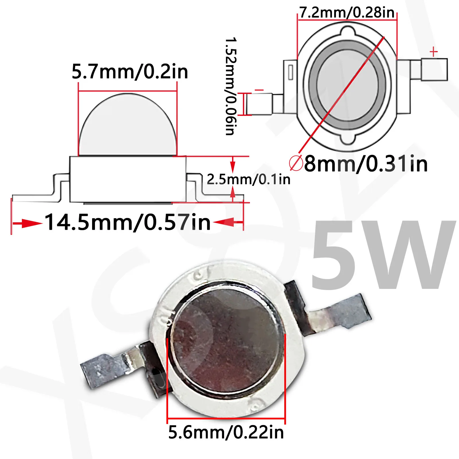 50pcs High Power LED Beads 5W DC6.3-6.5V 400-450LM SMT45mil 700mA Warm White Neutral Cold White Used For Spotlight Tube Lighting