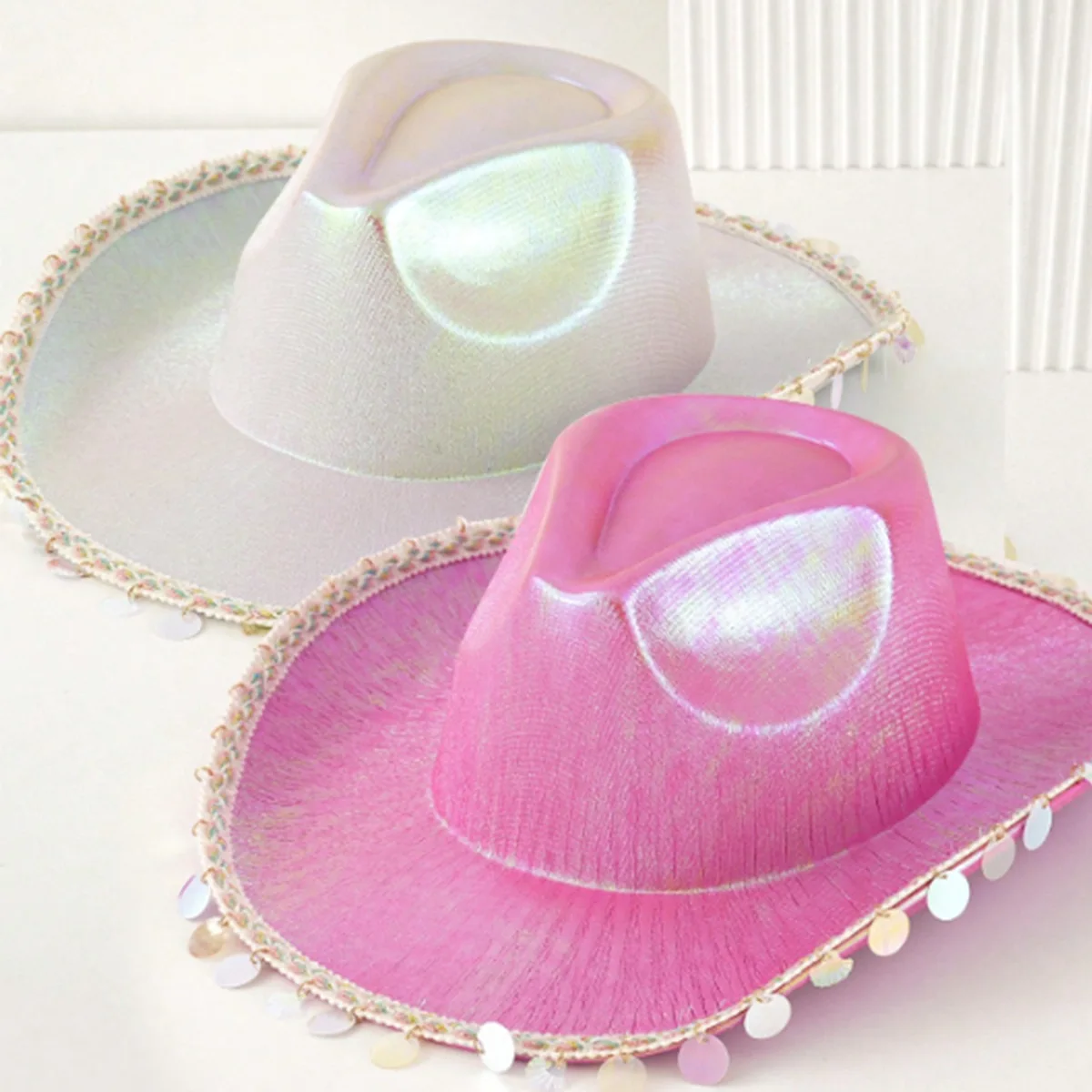 

HongLuan богемная регулируемая белая/розовая подвеска ковбойская шляпа женщина, винтажные ковбойские аксессуары и ковбойские шляпы для свадебной вечеринки