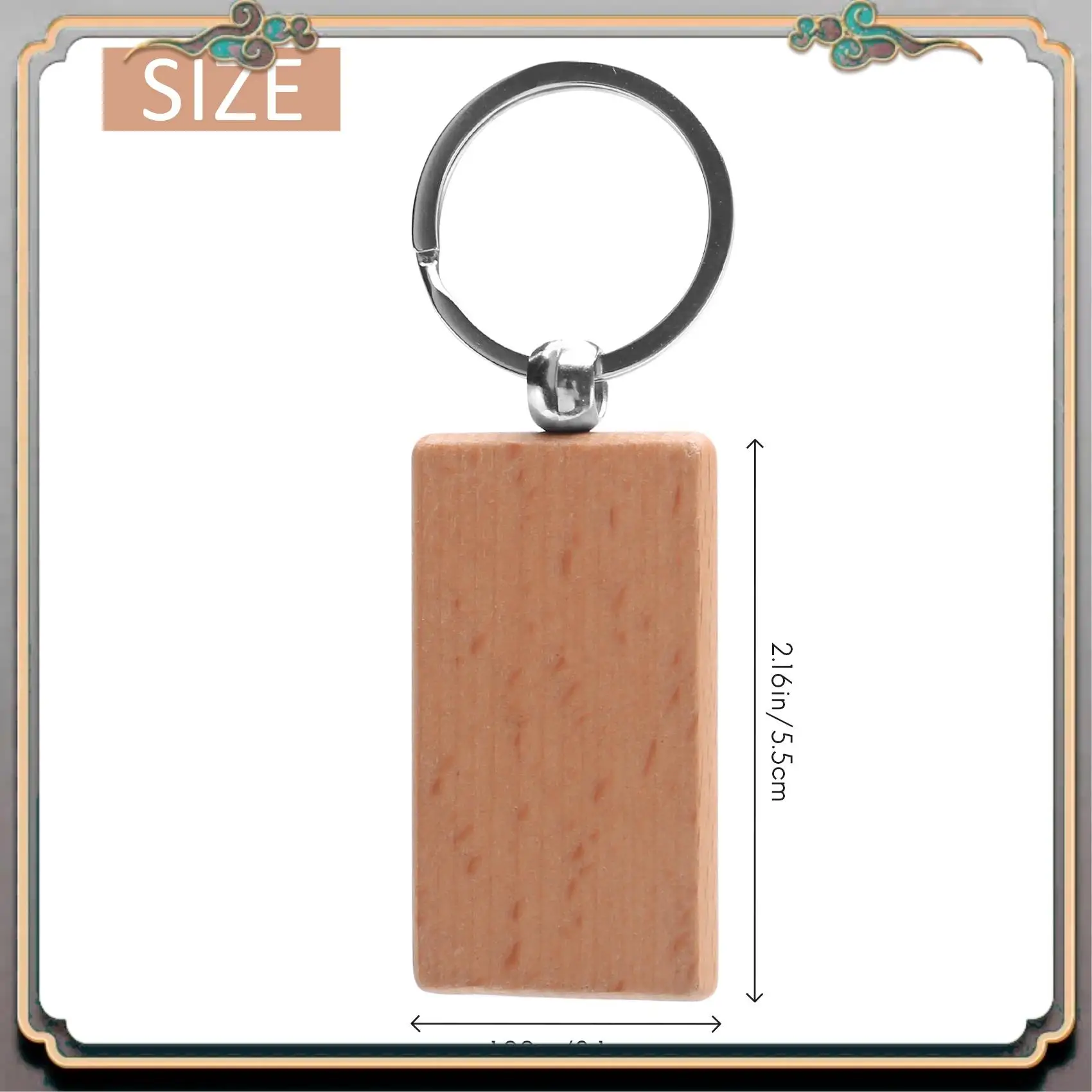 

Durable 60Pcs Blank Rectangle Wooden Key Chain Diy Wood Keychains Key Tags Can Engrave Diy Gifts