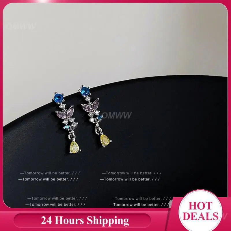 Tassel Zirconia Earrings Unique Complex Nice Gift For Her Colored Gemstone Earrings Fashionable Demand Fairy Flower Ornaments