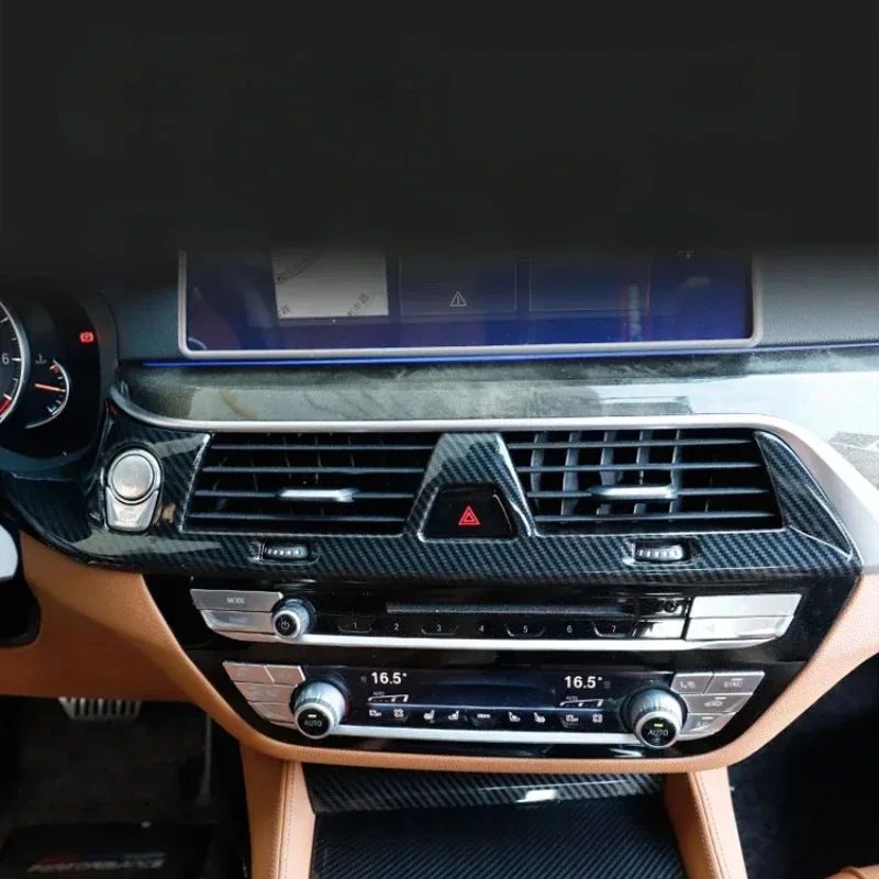 bmw-5-シリーズ-g30-2018-2023-abs-カーボンファイバー車の中央エアコンアウトレットパネルフレームカバートリムインテリアアクセサリー