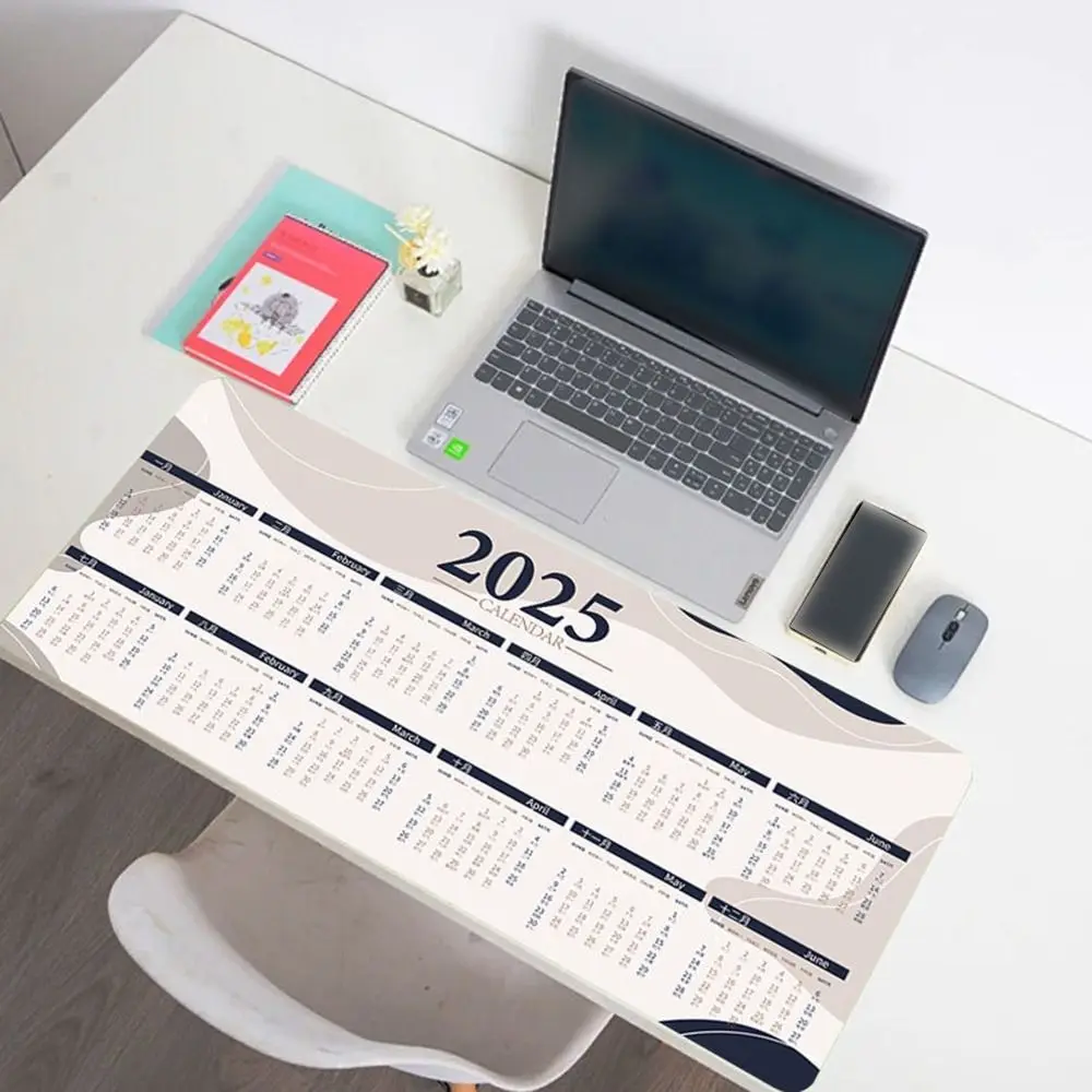 Creative 2025 Calendar Mouse Pad Smooth Stitched Edge Gaming Mouse Pad Thickened New Year Gift Keyboard Mats Workers/Students