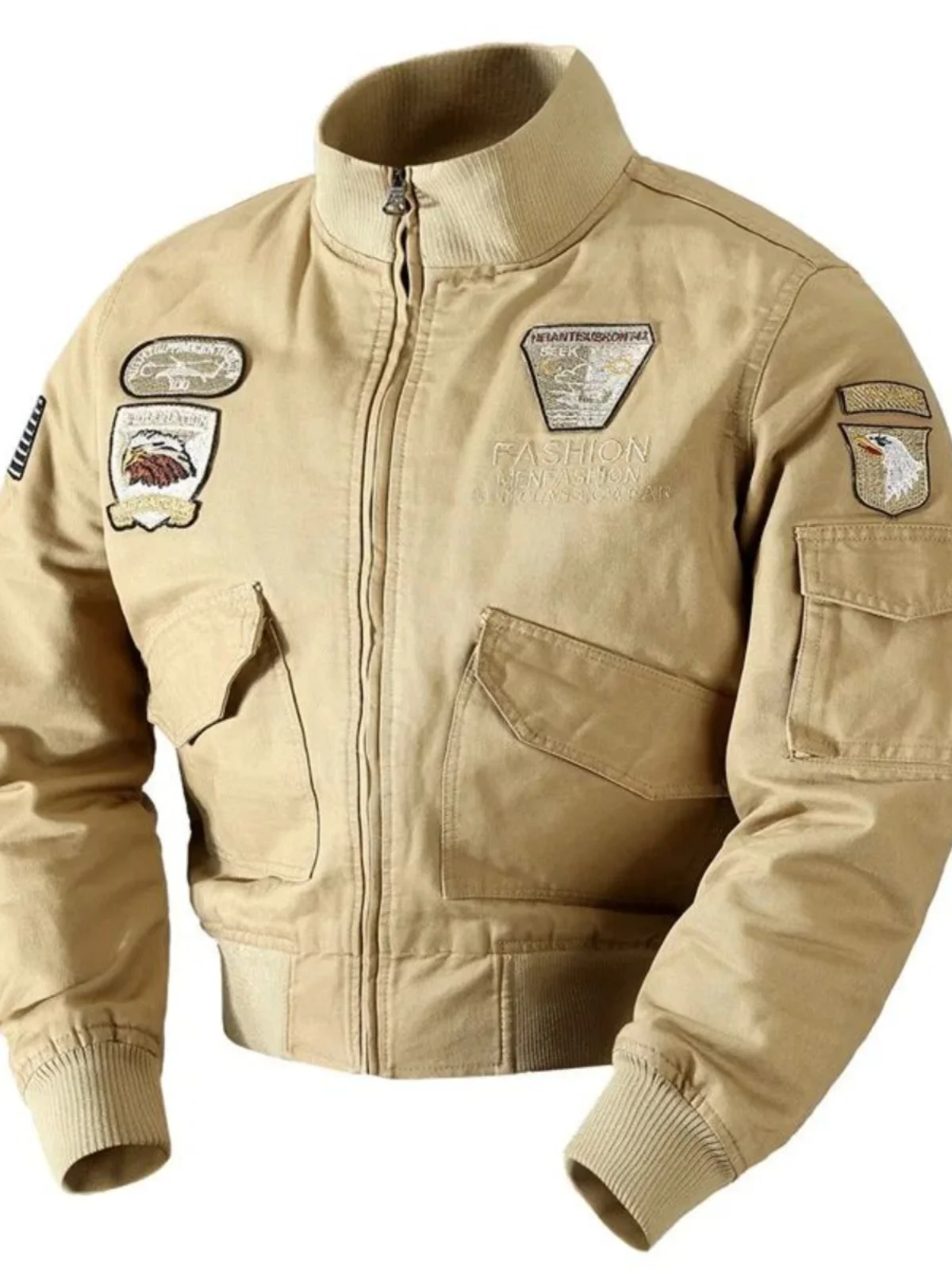 

Мужская приталенная рабочая куртка с воротником-стойкой на молнии, с длинными рукавами, молодежная модная осенняя ветрозащитная верхняя одежда