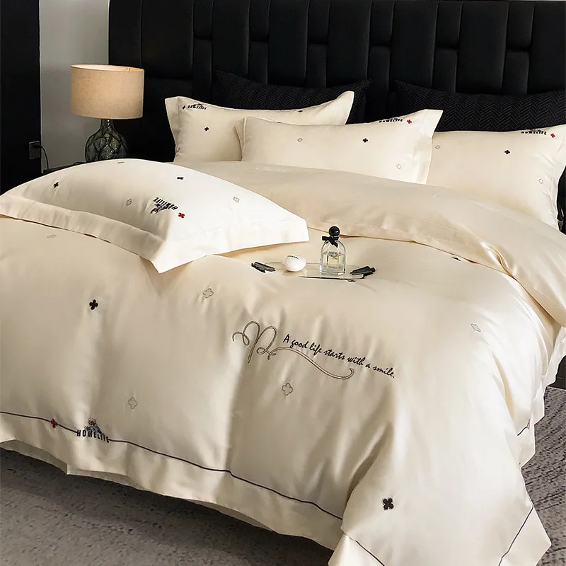 High - End Bed Linen Set 2025, 100% Cotton, Simple Design, Queen Size, with Moroccan - Lantern Embroidery, for a Warm and Inviti