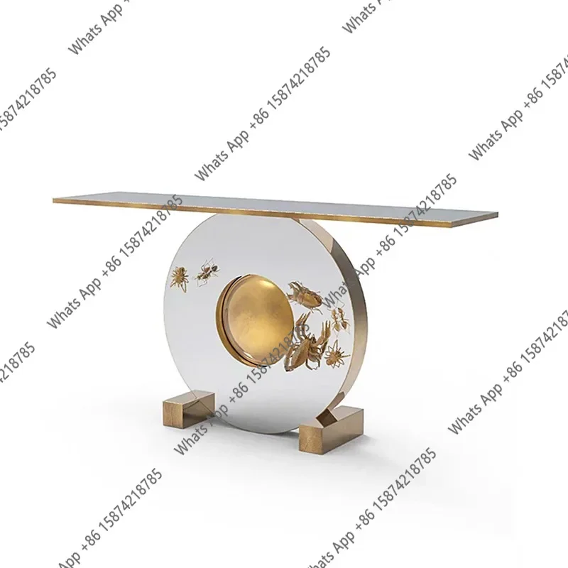 Xc N68 Italian Light Luxury Entrance Table High-end Sense Of Art Against The Wall Stainless Steel Entrance Table