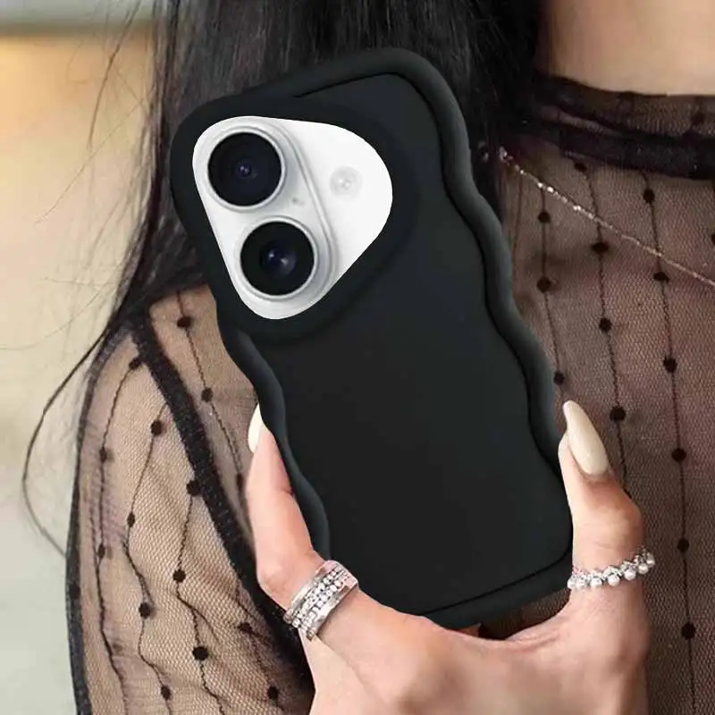 17 ウェーブ型シリコン製スマホケース iPhone 16 16E 15 11 8 7Plus 8Plus 17Promax 17Pro XSMax X XS XR カバー