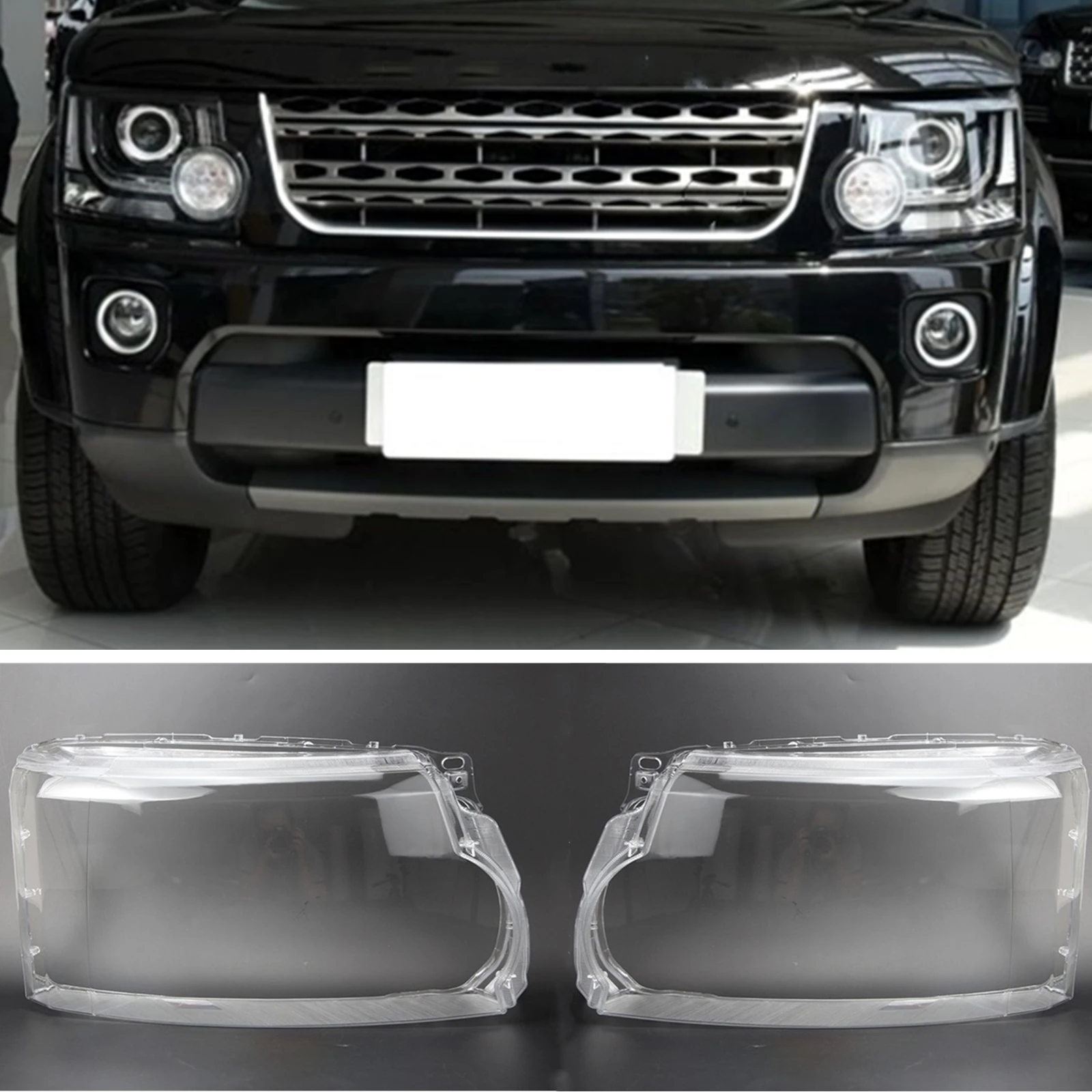 

2PCS Headlight Lens Cover Front Head Light Lamp Cap Headlamp Shell Case Shade For Land Rover Discovery 4 2014-2016