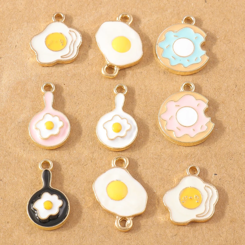 

10pcs Cute Enamel Charms Simulated Food Fried Eggs Pendants for Making Earrings Necklace DIY Handmade Jewelry Accessories