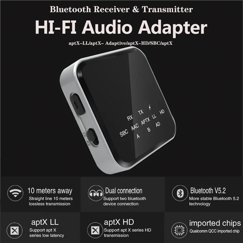 aptX-LL/HD Bluetooth 5,2 аудиоприемник с низкой задержкой, адаптер-передатчик, громкая связь 2 в 1, 3,5 мм, Aux беспроводной стереомузыкальный адаптер