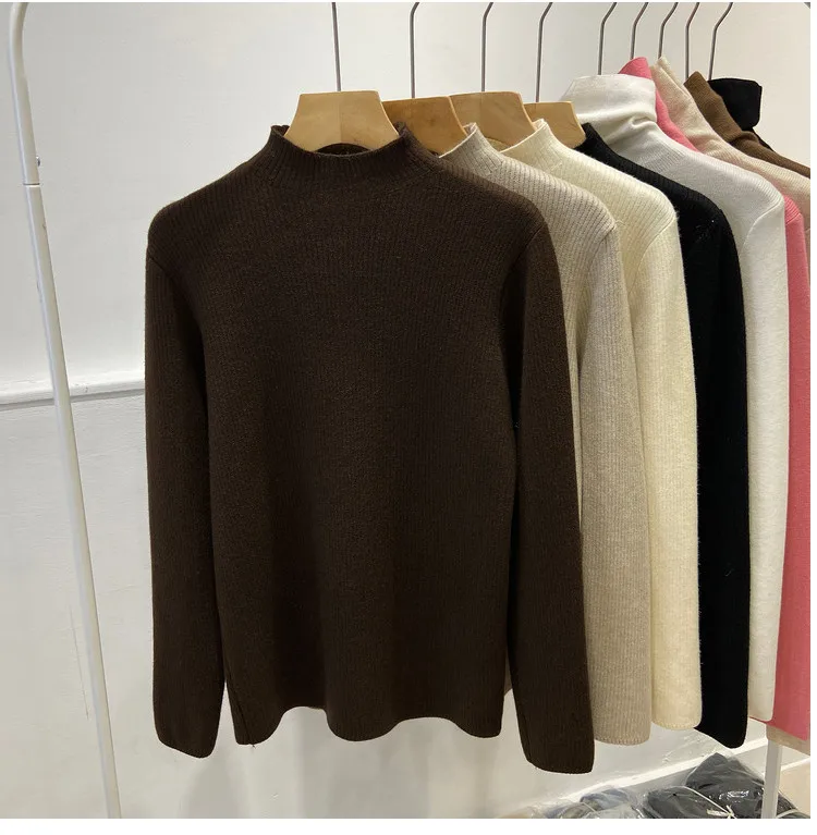 Roll kragen pullover Winter pullover Frauen elegant verdicken Samt gefüttert warm Sueter gestrickt Pullover schlanke Tops Jersey Strick pullover neu – Detail 5