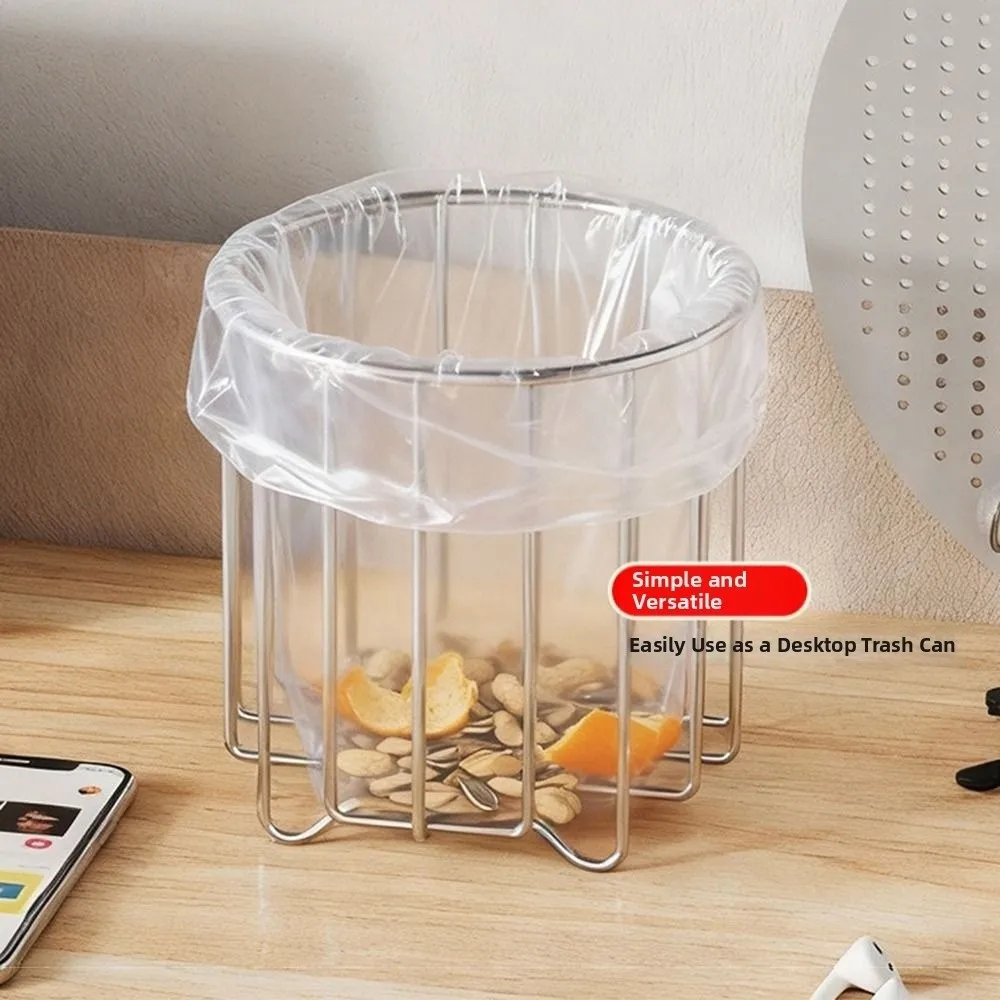Stainless Steel Trash Bag Holder Multifunctional Space-saving Sink Garbage Organizer Wide Opening Ventilation