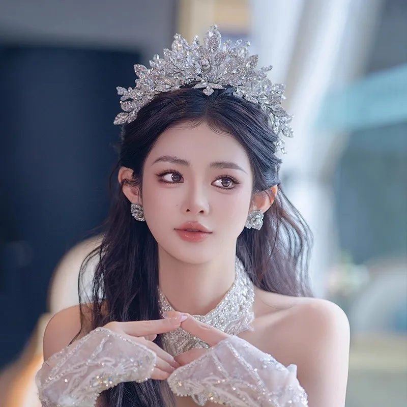 Y Роскошный, элегантный и изысканный свадебный головной убор с короной, красивые серьги принцессы, аксессуары для свадебного стиля