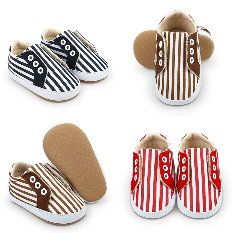 Spring Summer Cotton Baby Casual Shoes Cute Striped Soft Sole Non-slip Toddler Prewalker For Girls Baby Shoes 0-18M