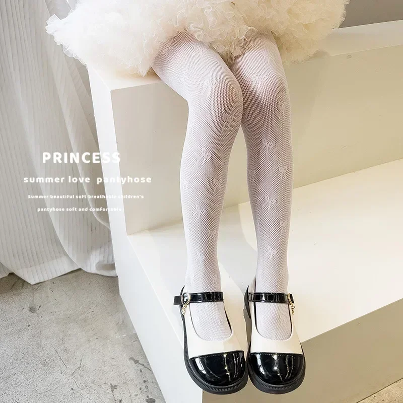 

Sweet Princess Children's Legging Stocking Sock with Big Bow for Kids, Breathable Hollow Sock