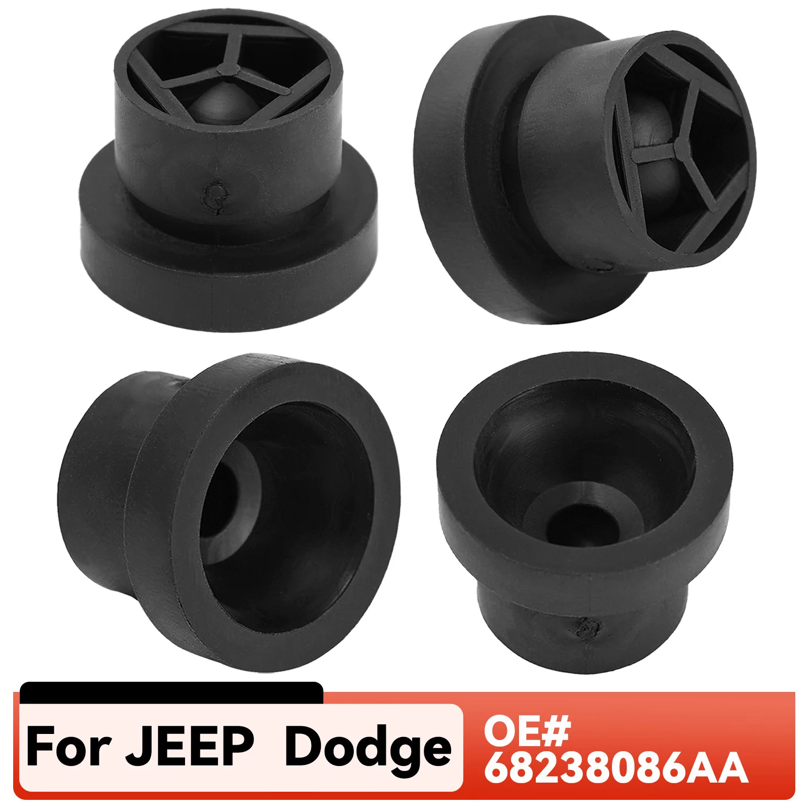 4X Rubber Engine Cover Grommet Buffer Mount Bush Stopper Pad For Jeep Dodge Chrysler Ram 2014 - 2021 Alfa Romeo Front 68238086AA