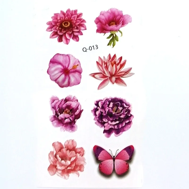 10Pcs/Lot Flowers Language Series Hand Drawn Butterfly Flower Temporary Tattoo Sticker Children Stickers