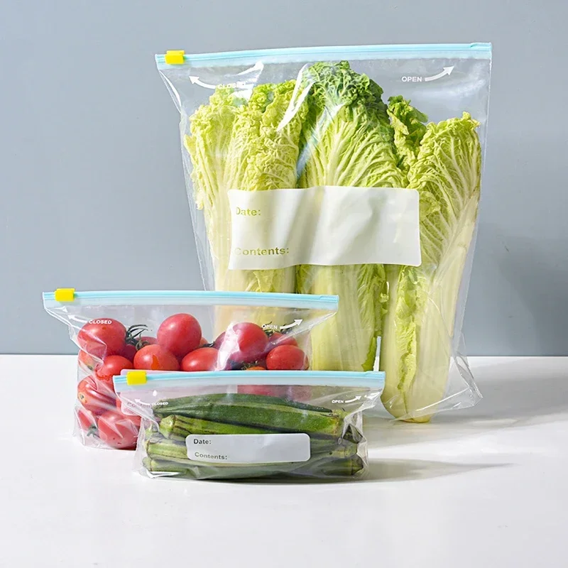 Zipper Sealed Bag Food Grade Fresh-keeping Bag Household Refrigerator Storage Food Packaging Sealing and Compact Bag Reusable