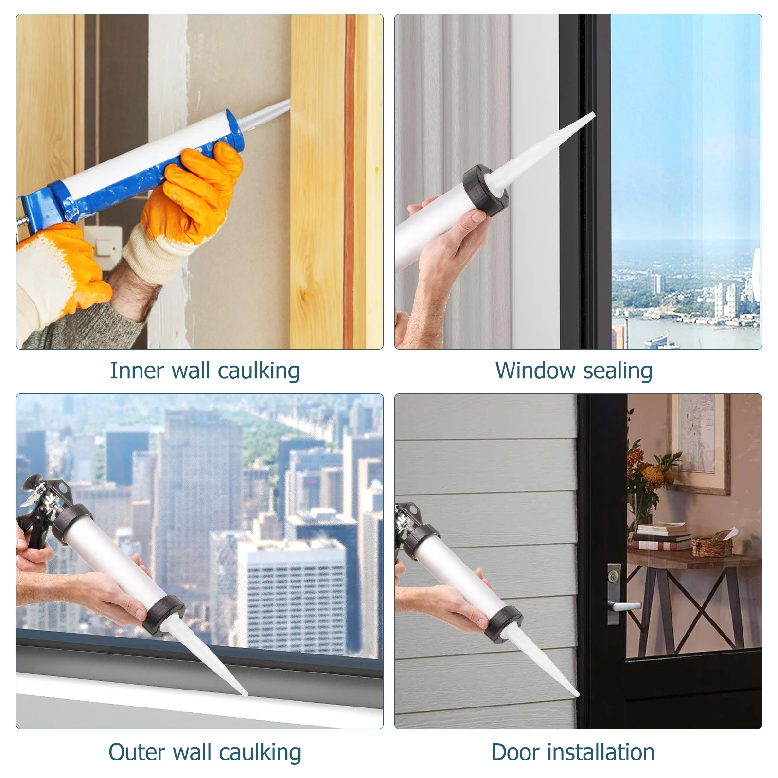 

20 pcs Caulk Extension Tips Universal Dispensing Heads Long Caulk Nozzle Screw Caps For Home Construction