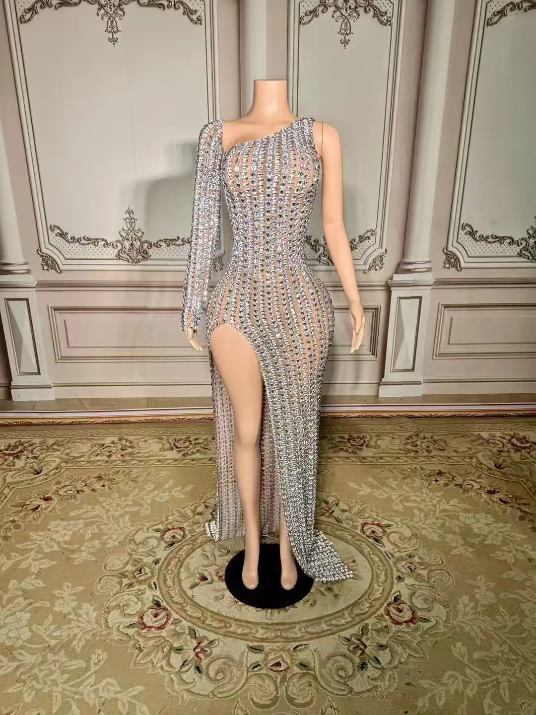 ZDSummer-Abito da sera di cristallo con nappa a vita bassa dritta di lusso, abito lungo fino al tè, abito da ballo con glitter scintillanti, nuova moda