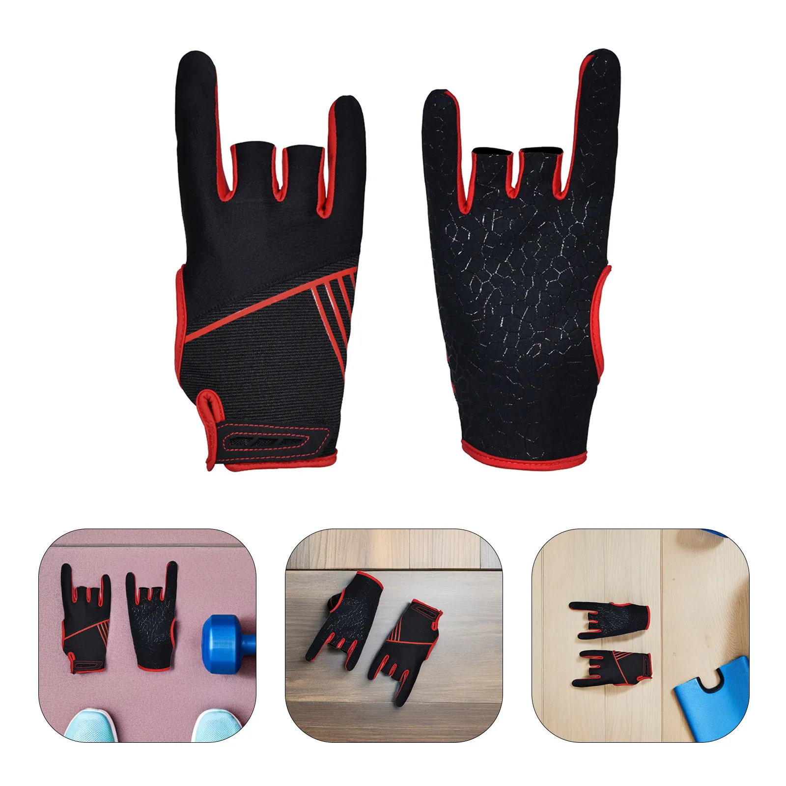 

1Pair Anti-Slip Silicone Bowling Gloves Elastic Breathable Professional Sports Gloves Red Size Lxl Comfortable Fit
