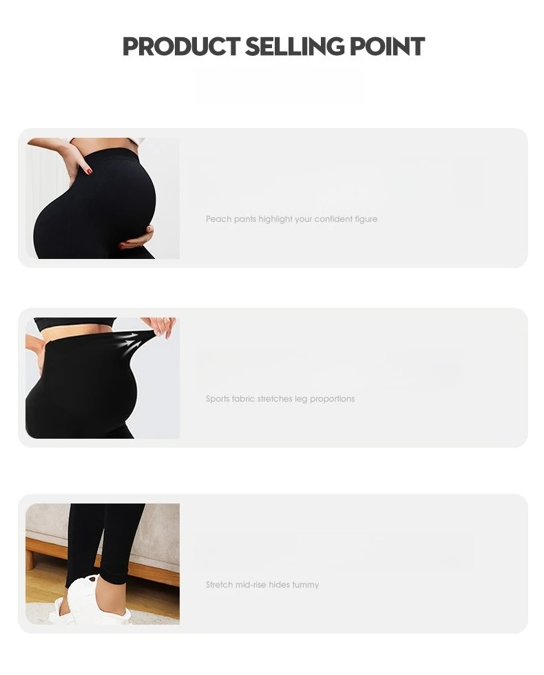 Neue Nahtlose Gestrickte Yoga Hosen Hohe Taille Schwangerschaft Leggings Mutterschaft Kleidung für Schwangere Frauen Bauch Unterstützung Körper Lange Hosen – Detail 3
