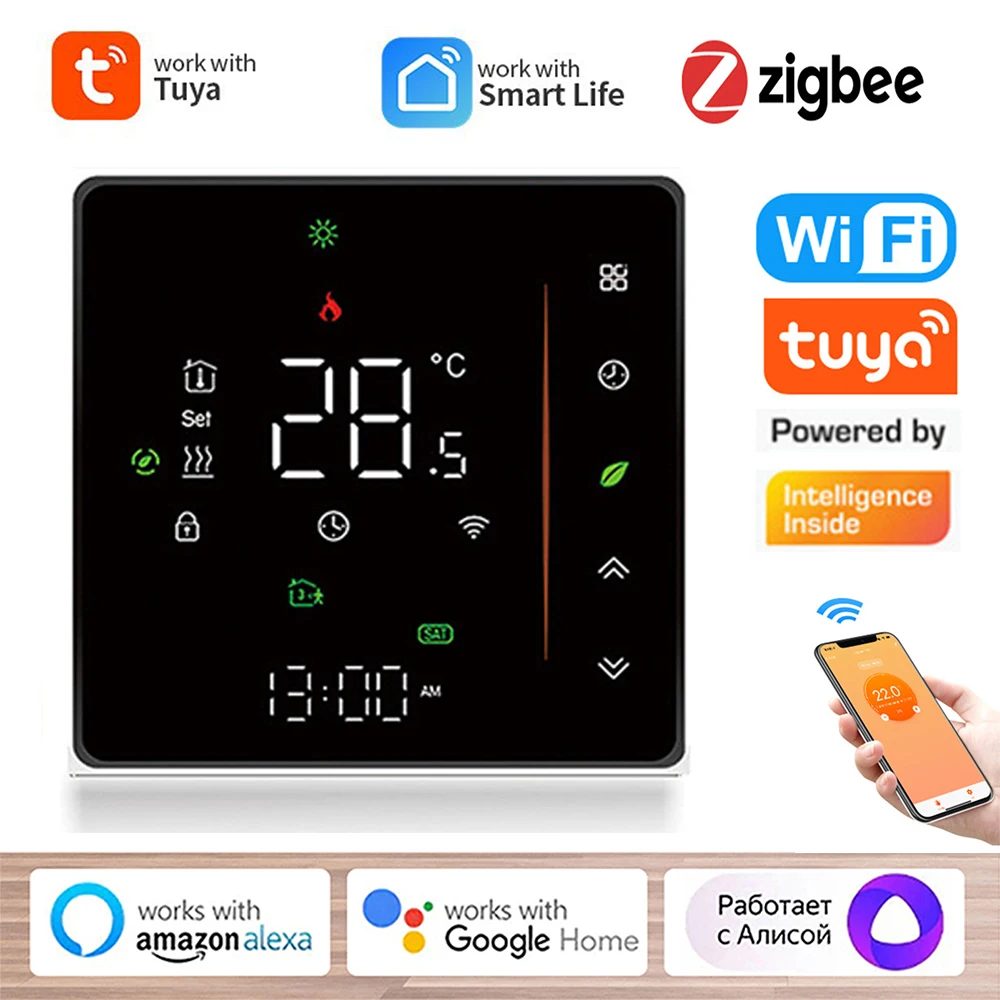 Zigbee Tuya Smart Thermostat App Remote Control Timing Water/Floor/Electric Floor Heating Fireplace Switch For Alexa Google Home