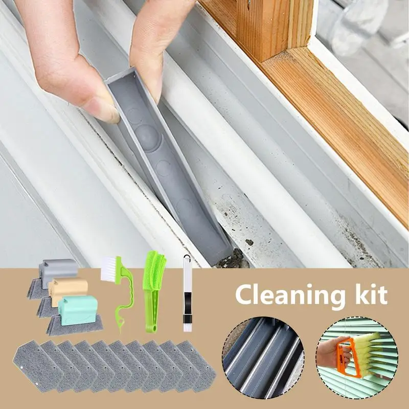 Window Track Cleaner Kit 16X/set Corner Crevice Cleaning Brushes Creative Cleaner Brushes Tools Multifunction Corner Crevice