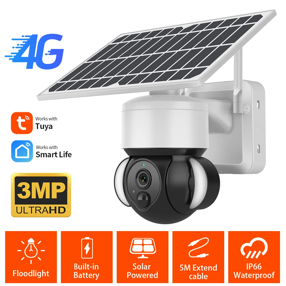 2022 جديد 1080P كاميرا Ip بالطاقة الشمسية 4G كاميرا شبكة لاسلكية CCTV كاميرا مراقبة واي فاي مع بطاريات 6 قطعة #4