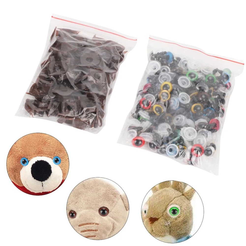 

100pcs Doll Making Mix Color Safety Eyes With Washer Durable Plastic Safety Eyes Plastic Doll Eyes Amigurumi