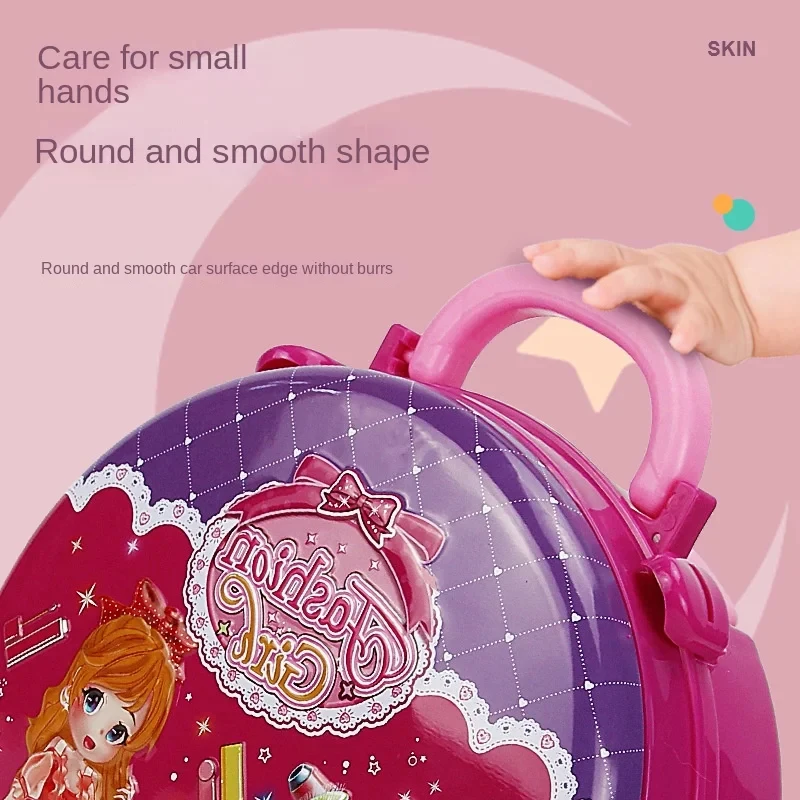 3 in 1 Kids Makeup Toy Set Girls Cosmetics Cosplay Princess Dresser Lipstick Pretend Toy Suitcase Toy Birthday Gift