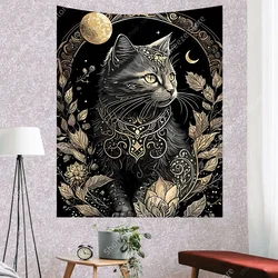 Boho Cool Cat Tapestry with Moon Design Room Wall Decor Tapestry for Bedroom College Dorm Tapestries Hippie and Party Decor