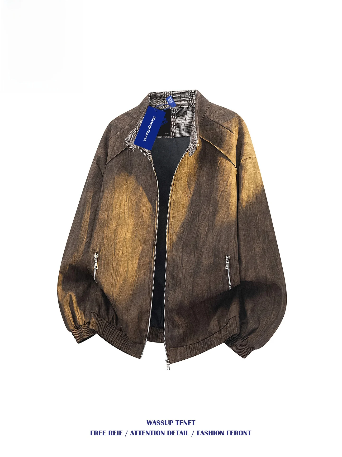 

Wassup Tenet American Retro PU Leather Jaet Men's Loose Casual Versatile Jaet for Couples Autumn Faion Brand