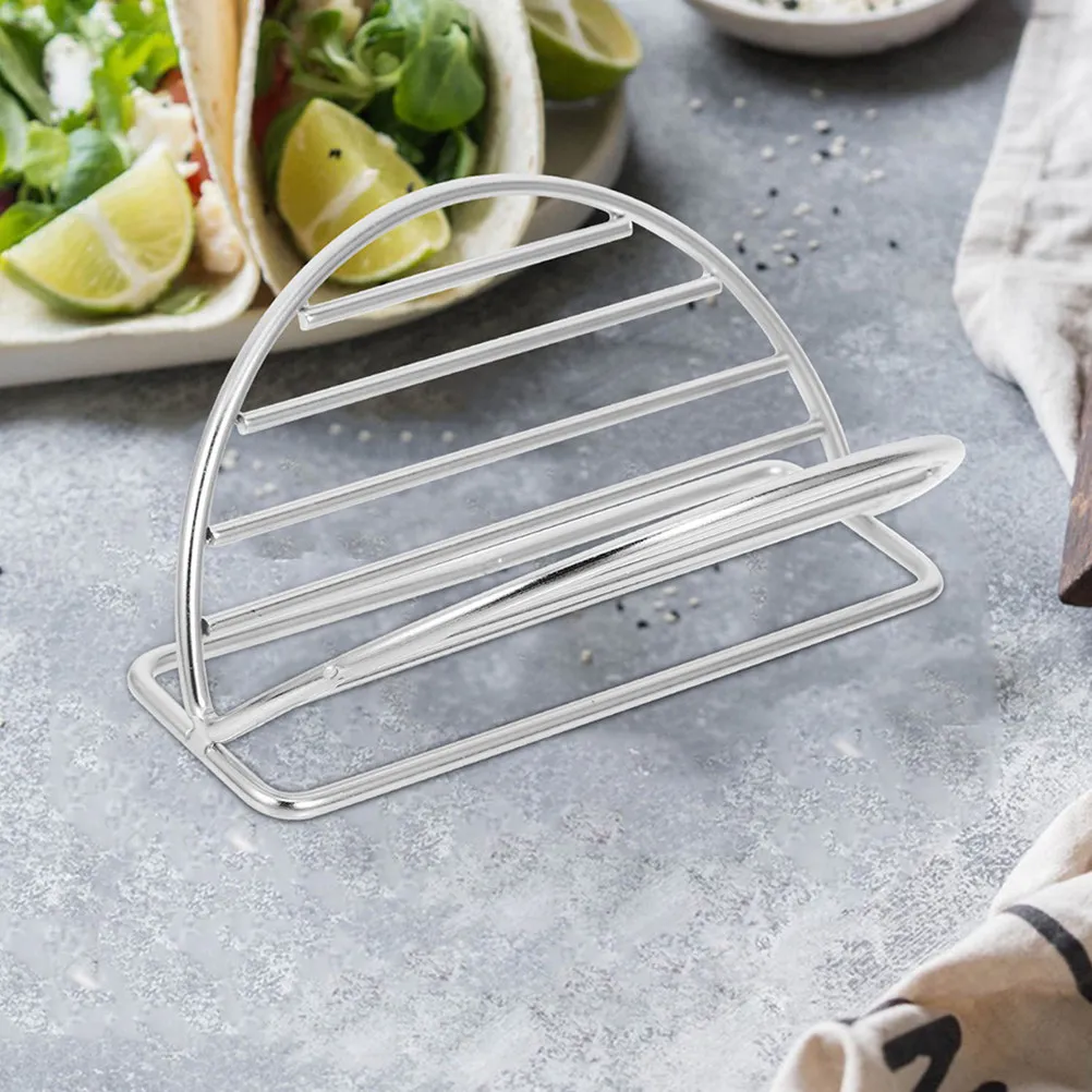 4Pcs Stainless Steel Taco Tray Plate Holder for Baked Tacos Sushi Rolls Dessert Serving Compact Design Heavy Duty - view 2